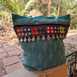 Vintage kantha taske grn