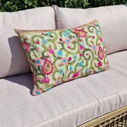 Broderi lys grn pudebetrk