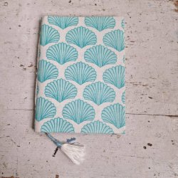 Bloktrykt bog, turkis musling