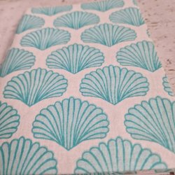 Bloktrykt bog, turkis musling