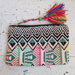 Vvet bomulds pung stvet grn/rosa