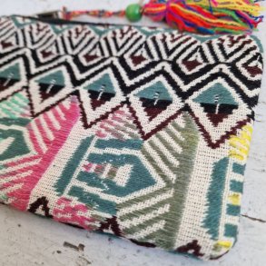 Vvet bomulds pung stvet grn/rosa