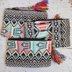 Vvet bomulds pung stvet grn/rosa