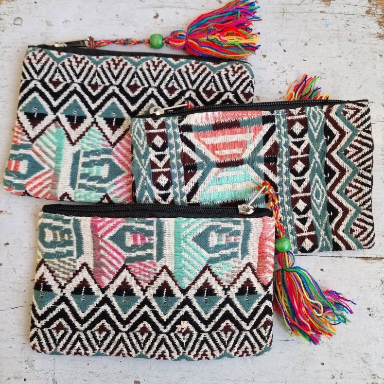 Vvet bomulds pung stvet grn/rosa