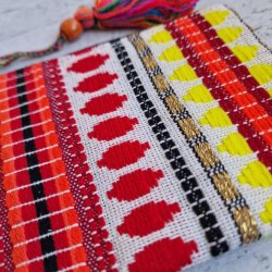 Vvet bomulds pung orange/rd/gul