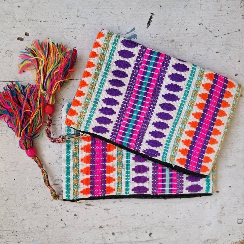 Vvet bomulds pung lilla/turkis/orange