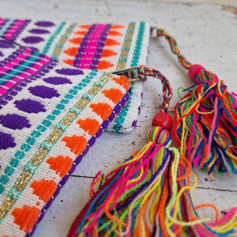 Vvet bomulds pung lilla/turkis/orange