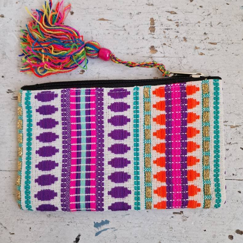 Vvet bomulds pung lilla/turkis/orange