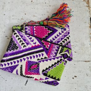 Vvet bomulds pung lilla/pink/grn