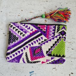 Vvet bomulds pung lilla/pink/grn