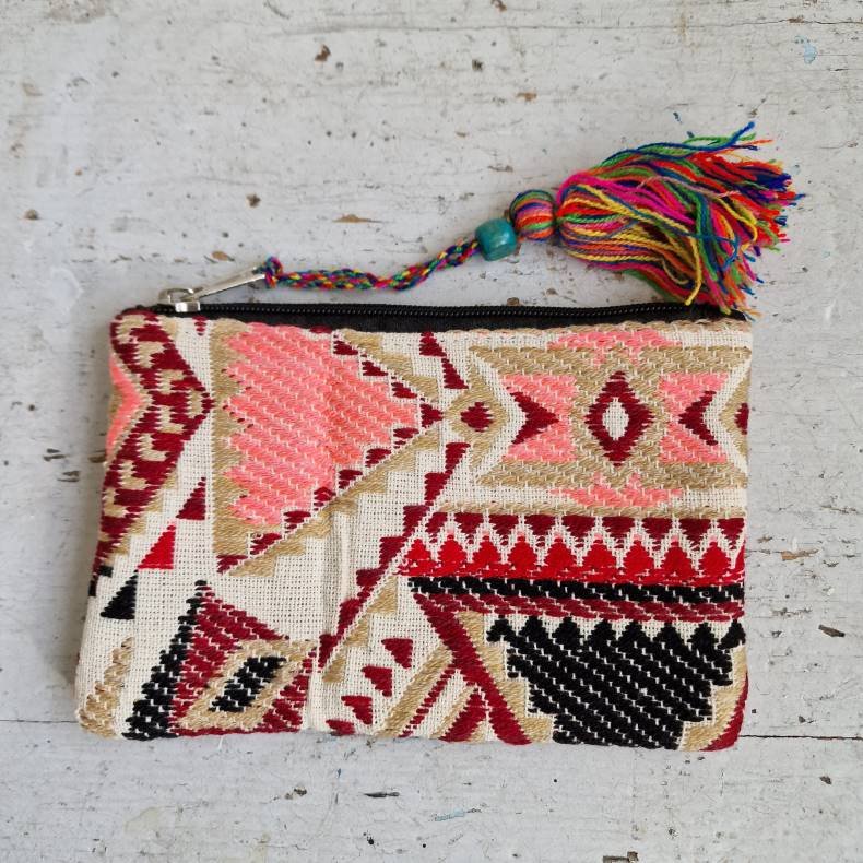 Vvet bomulds pung rosa/beige