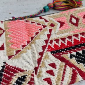 Vvet bomulds pung rosa/beige