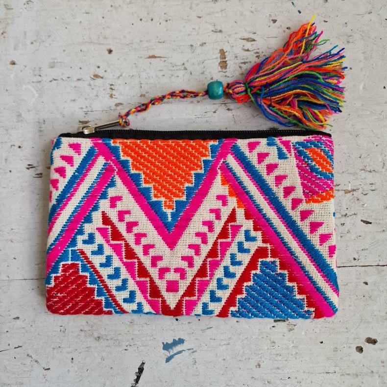 Vvet bomulds pung pink/bl/rd/orange