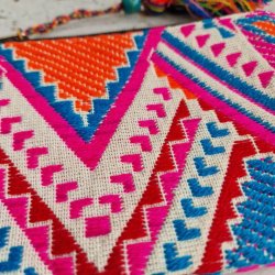 Vvet bomulds pung pink/bl/rd/orange