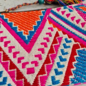 Vvet bomulds pung pink/bl/rd/orange