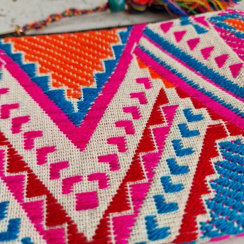 Vvet bomulds pung pink/bl/rd/orange