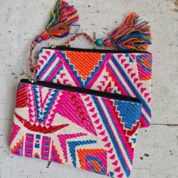 Vvet bomulds pung pink/bl/rd/orange