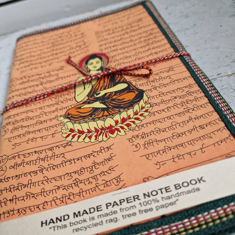 Lys orange buddha hndlavet bog XL