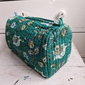 Bloktrykt toilettaske grn M