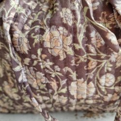Projekttaske unika silke varm brun med blomster