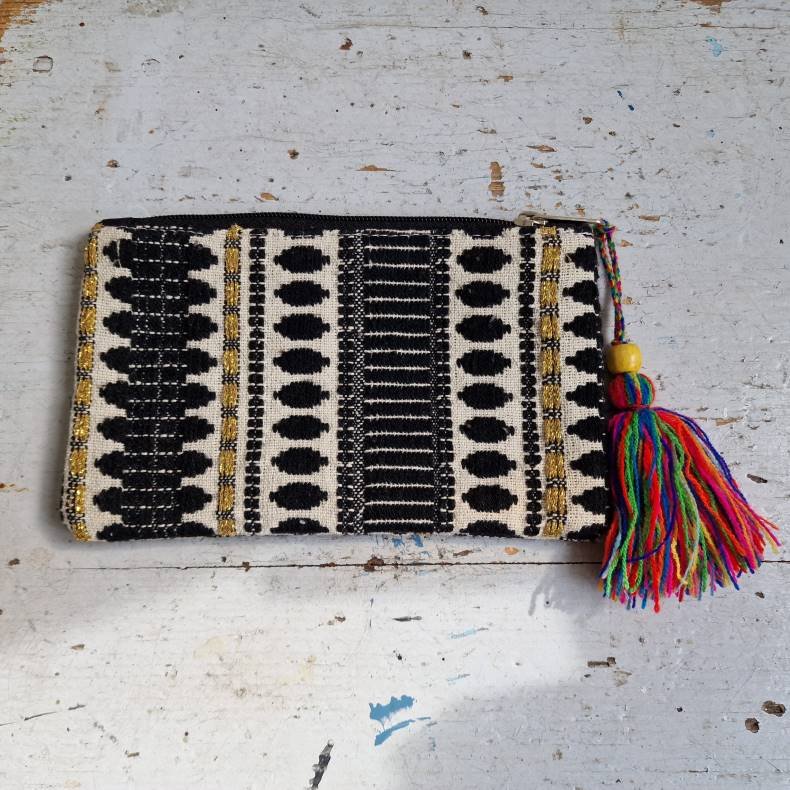 Vvet bomulds pung sort/hvid