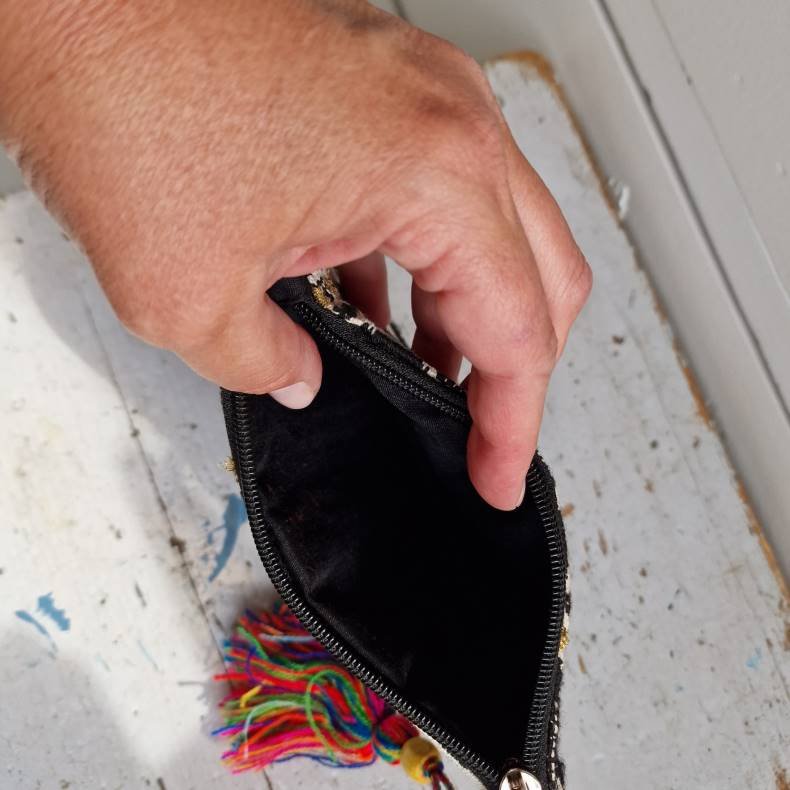 Vvet bomulds pung sort/hvid