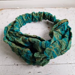 Hrbnd unika turkis/grn vintage silke