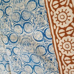 Ubleget bloktrykt trklde blt/carry 112x177 cm