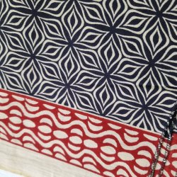 Ubleget bloktrykt trklde sort/rd 110x177 cm