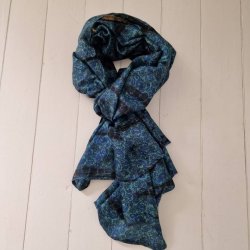 Stort silke trklde turkis/blt/sort 92x225