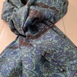 Stort silke trklde turkis/blt/sort 92x225