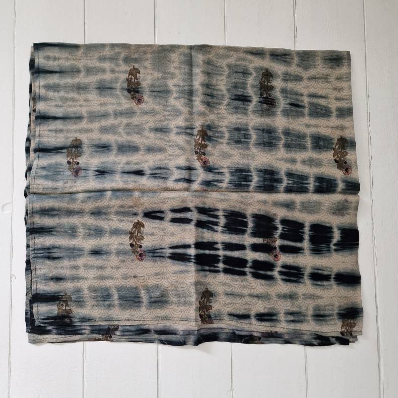 Stort sillke trklde beige/gr/sort 95x209