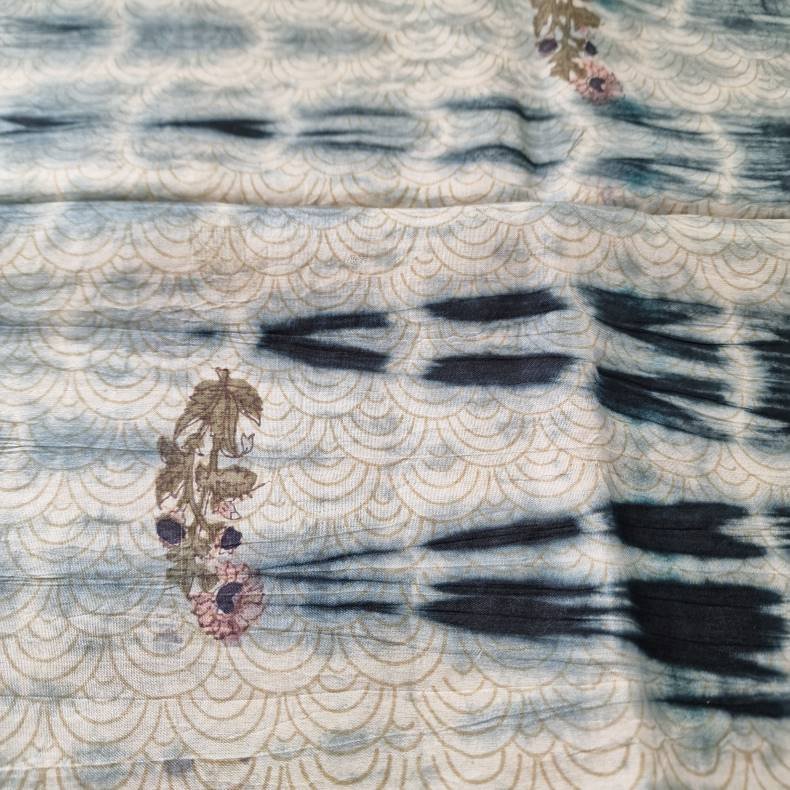 Stort sillke trklde beige/gr/sort 95x209