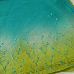 Stort silketrklde turkis/lime 103x230