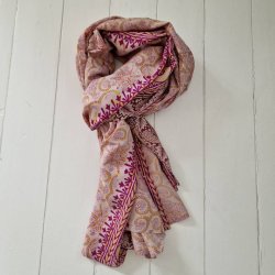 Stort silke trklde flde/pink/lilla 101x208