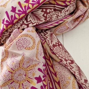 Stort silke trklde flde/pink/lilla 101x208