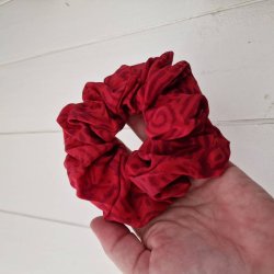 Scrunchie rd/pink Vintage silke Medium