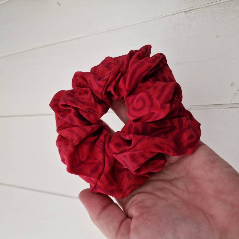 Scrunchie rd/pink Vintage silke Medium