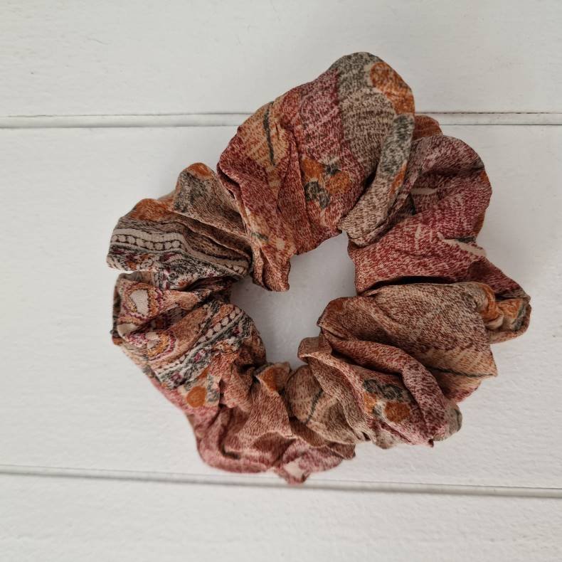 Scrunchies rd/gylden vintage silke Medium 