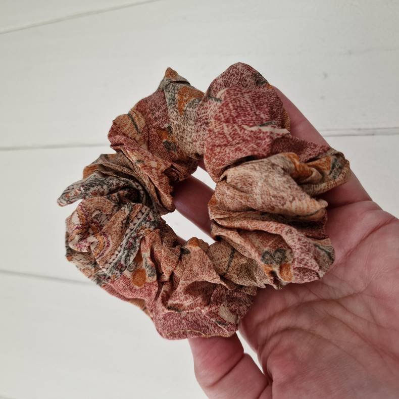 Scrunchies rd/gylden vintage silke Medium 
