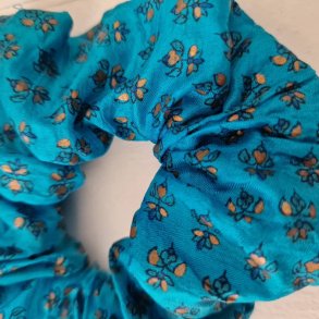 Scrunchies bl/turkis vintage silke Medium