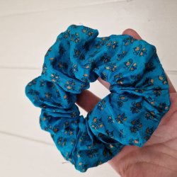 Scrunchies bl/turkis vintage silke Medium