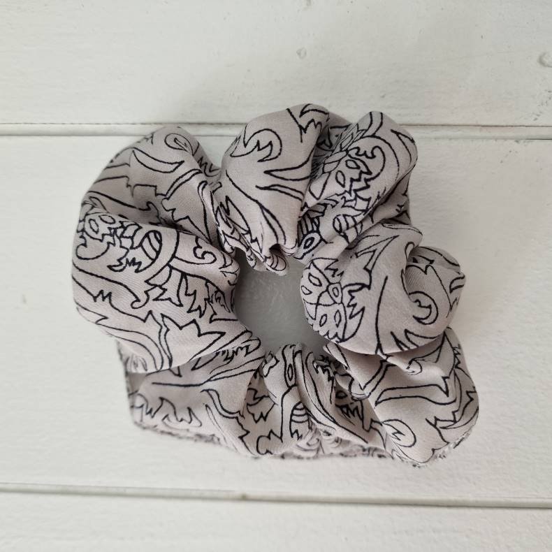 Scrunchies rhvid/gr vintage silke Medium 