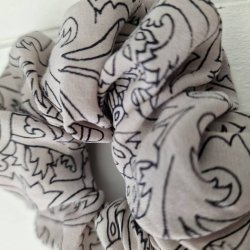 Scrunchies rhvid/gr vintage silke Medium 