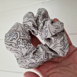 Scrunchies rhvid/gr vintage silke Medium 
