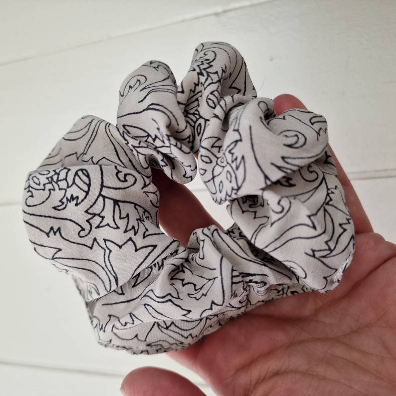 Scrunchies rhvid/gr vintage silke Medium 