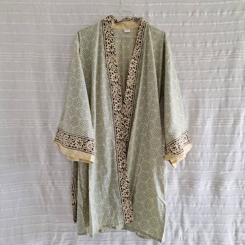 Bomulds kimono bloktryk kort No.1