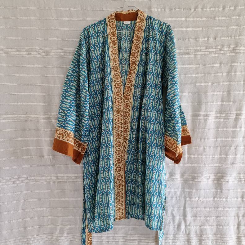 Bomulds kimono bloktryk kort No.3