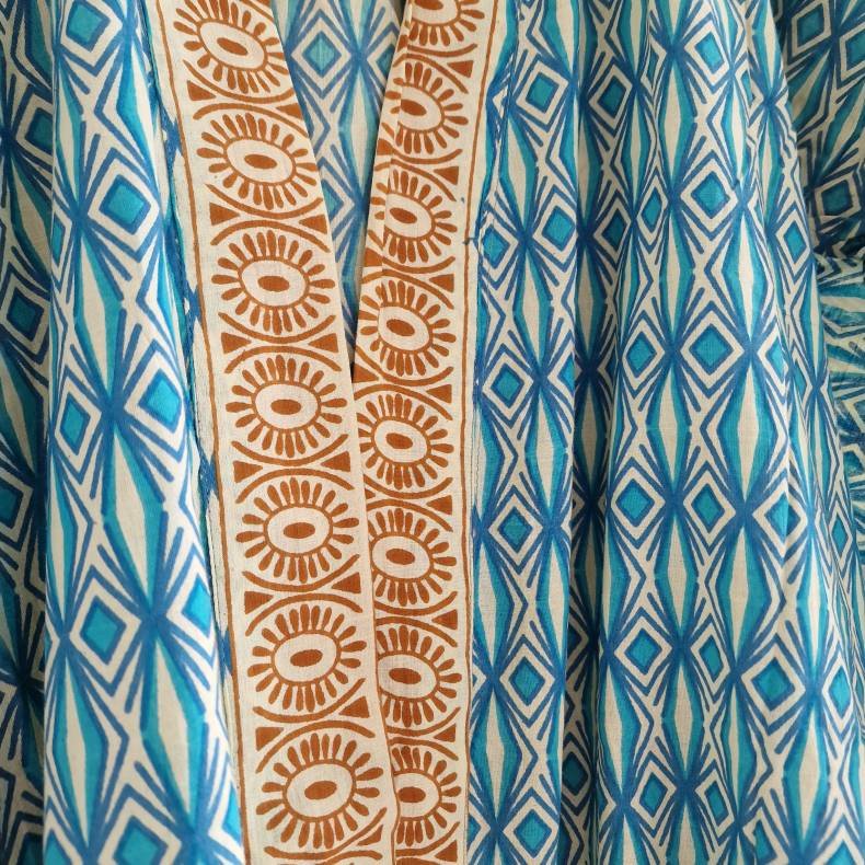 Bomulds kimono bloktryk kort No.3