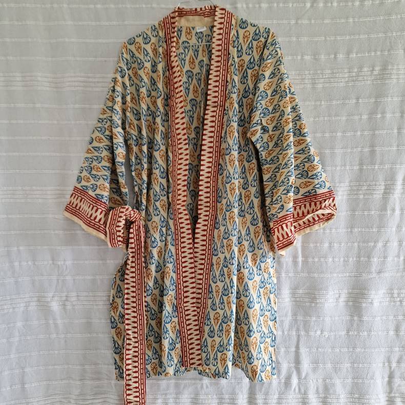 Bomulds kimono bloktryk kort No.4